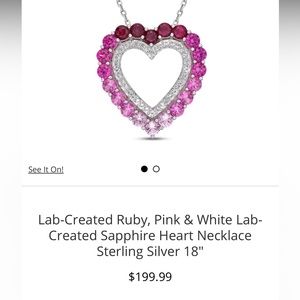 Kay Heart Necklace Ruby, Pink and White Sapphire